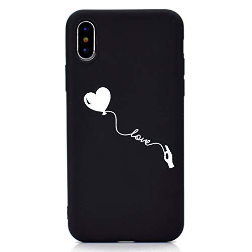 HYcase Estuche para iPhone XS MAX, Funda Protectora de Funda de Negro Puro con Brillo de Silicona TPU Ultra Brillante y Creativa a Todo Color para iPhone XS MAX- Love