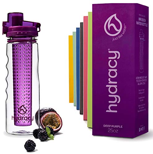 Hydracy Botella de Agua con Filtro infusor para Fruta 750 ml con Funda Aislante antitranspirante - plástico Durable 100% sin BPA ìPerfecta para Hacer Deporte y cuidar tu Salud! Lollipop Rosa