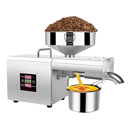 hzexun Máquina Automática Para La Prensa De Aceite Extractor De Aceite De Grado Comercial Expulsor De Aceite Para Coco, Semilla De Oliva, Lino, Maní, Ricino,Cáñamo,Semilla De Perilla,Canola,Sésamo