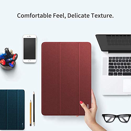 INFILAND Funda para iPad 9,7 2018/2017 (6. Generation/ 5. Generation), Delgada Translúcido Case Smart Cover con Portalápiz Compatible (Auto Reposo/Activación Función), Vino Tinto