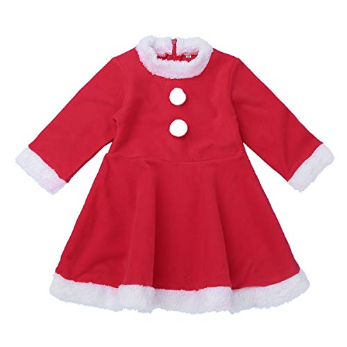 inhzoy Vestido Rojo de Papá Noel para Bebé Niña Disfraz de Navideño con Capa Roja Sombrero de Navidad Cosplay Christmas 12 Meses - 3 Años Rojo 24 Meses