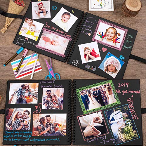 Inicia 30x30 cm Kit Álbum de Fotos Scrapbook Recortes para Pegar con 5 Bolígrafos Metálicos, Tijeras y 216 Esquineras para Fotografías, Ideal para Regalar o para Uso Propio,60 Páginas.