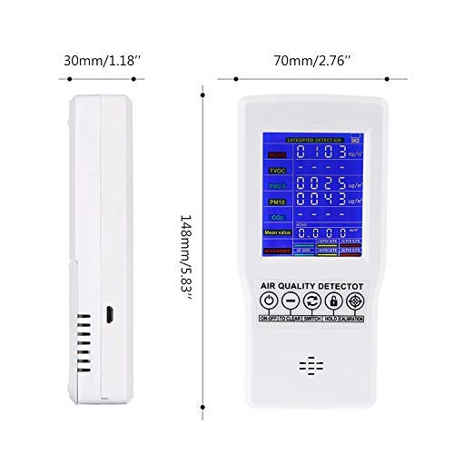 InLoveArts Medidor de calidad de aire formaldehído (HCHO) dispositivo de prueba para polvo fino PM2.5 TVOC monitor AQI multi analizador de gas para casas de coches y al aire libre rechargeable