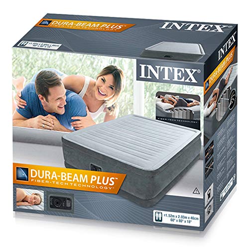 Intex 64414 - Fibertech comfortplush Colchón hinchable, 152 x 203 x 46 cm