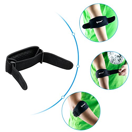 Ipow 2 PCS Codera Almohadilla Ajustable para tendinitis compresión y epicondilitis, Codera Codo de antebrazo para tenista y Golfista, Hombre y Mujer