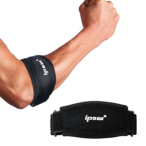 Ipow 2 PCS Codera Almohadilla Ajustable para tendinitis compresión y epicondilitis, Codera Codo de antebrazo para tenista y Golfista, Hombre y Mujer