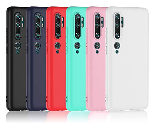 ivoler 6 x Funda para Xiaomi Mi Note 10 / Xiaomi Mi Note 10 Pro, Ultra Fina Carcasa Silicona TPU de Alta Resistencia y Flexibilidad (Negro, Azul Oscuro, Rojo,Verde, Rosa, Transparente)