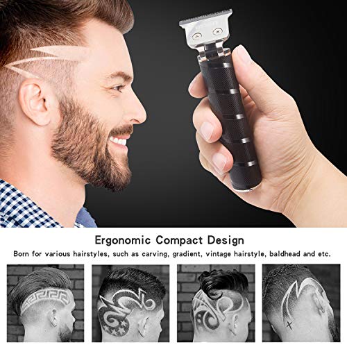 J TOHLO Electric Hair Clippers, Cortapelos Máquina Cortar Pelo, Cortador de Pelo en T-Blade para Hombres, Recortador de Pelo Inalámbrico Recargable por USB, con Cuchillas Afiladas Duraderas (black)