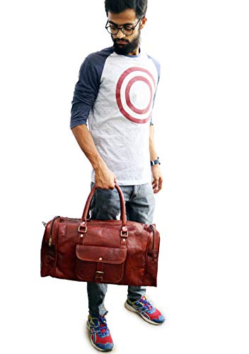 Jaald 50 Cm Bolso Bolsa Viaje Veliz Equipaje De Cuero Piel Grande Vintage para Cabina Fin Semana Gimnasio Deportes Carry-On Hombre Y Mujer