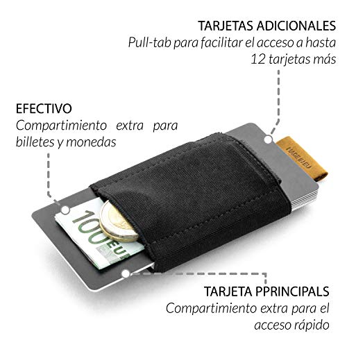 JAIMIE JACOBS Cartera Hombre Nano Boy Cartera Minimalista Slim Wallet Cartera Clip Cartera Pequeña Tarjetera Fina Pinza para Billetes Billetero para Hombres (Bronceado)