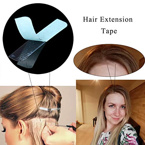 JEMESI 120 Unidades de Cinta de Extensión de Pelo de Doble Cara Extensiones Cintas para Reemplazo, 4 x 0,8 cm