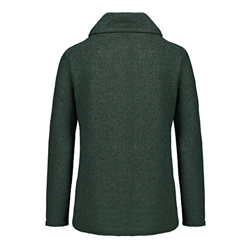 Jerseys De Punto para Mujer Cuello de Tortuga Manga Larga Suelto Prendas de Punto Suéter Irregular Jerséis Collar de la Pila Tops Cálido Otoño Invierno riou (z-Green, M)