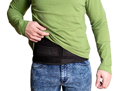 JeVx Faja Lumbar para la Espalda REFORZADA DOBLE CIERRE Y TIRANTES - Talla M para Hombre Cinturon Elastico Reforzado para Trabajo y Deporte Corrector de Postura Ajustable Abdominal Dolor Compresora