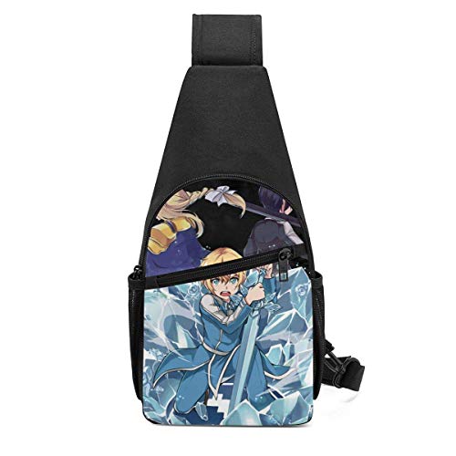 JHUIK Sword Art Online Alicization Bolso bandolera Impermeable Bandolera Multifuncional Compacta Mochila en el pecho Bolso bandolera de viaje para hombres y mujeres