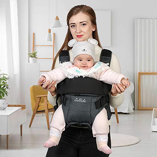 JooBebe Mochila Portabebes Ergonómico 4 en 1 Multifunción Portabebés Mochila Porta Bebé Ergonomico con Suave y Ahorro de Trabajo Correas de Hombro