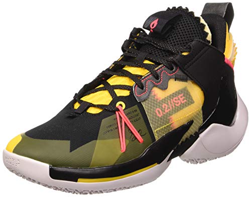 Jordan Why Not Zer0.2 Se, Zapatillas de Baloncesto para Hombre, Black/Flash Crimson/Amarillo/Vast Grey, 42 EU