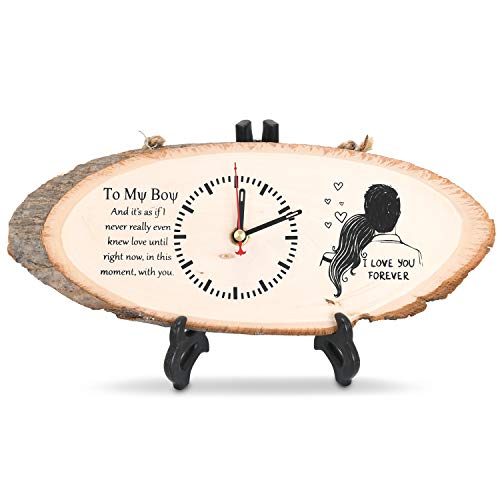 JSDing Regalo para Mujer Hombre Ella él Personalizado Regalo de Cumpleaños de Madera para Novia Novio Creativa Madera Regalo con Reloj Aniversario Regalo para la Boda Navidad Cumpleaño