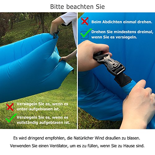 JSVER Sofa Hinchable del Aire del Ocioso de Playa,Tumbona Hinchable sofá Inflable Cama con el Paquete Portable para Viajar, Acampar, Senderismo, Piscina y Partidos de la Playa -Azul