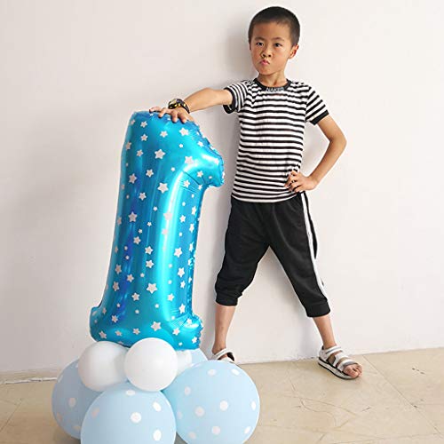 Juego de Globos para Fiesta de Primer cumpleaños para niños Feliz cumpleaños Suministros para niño bebé para niño o niña Cumpleaños Deco Niños Niños 1 año (Azul)