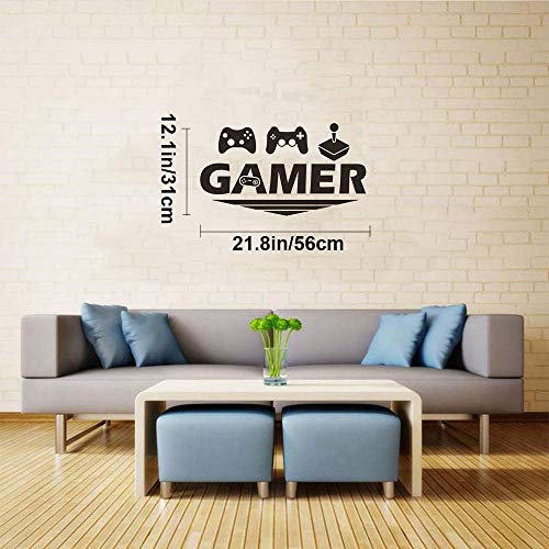 Jugador con Controlador La Pared Etiqueta, Pegatinas de Pared de Videojuegos, Gamer World Extraíble para Net Bar Living Rooms Dormitorio Playroom Paredes Decoración de Fondo