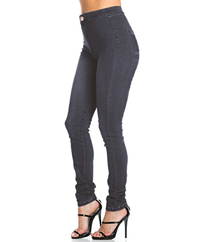 Jyone Pantalones vaqueros con cintura alta para mujer XL Gris