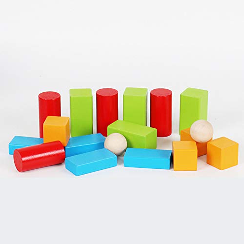 Kalaokei Juguete para Niños, 32Pcs / Set Geometría 3D De Madera Bloques Sólidos Niños Que Aprenden Juguete Educativo De Matemáticas