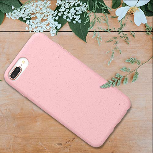 kalibri Funda Compatible con Apple iPhone 7 Plus / 8 Plus Carcasa Hecha de TPU y Trigo Natural ecológico - Rosa Palo