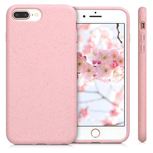 kalibri Funda Compatible con Apple iPhone 7 Plus / 8 Plus Carcasa Hecha de TPU y Trigo Natural ecológico - Rosa Palo