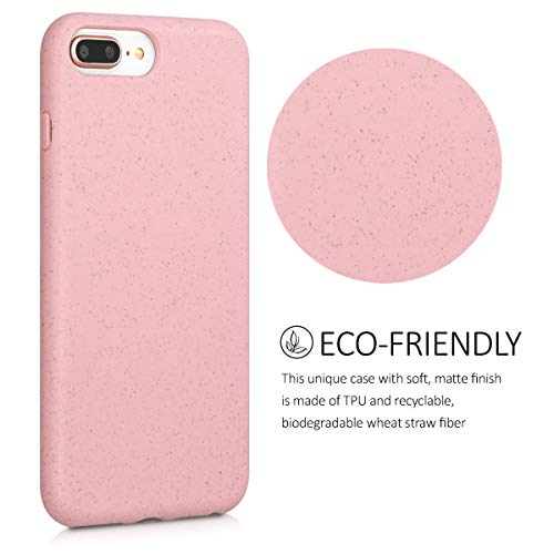 kalibri Funda Compatible con Apple iPhone 7 Plus / 8 Plus Carcasa Hecha de TPU y Trigo Natural ecológico - Rosa Palo