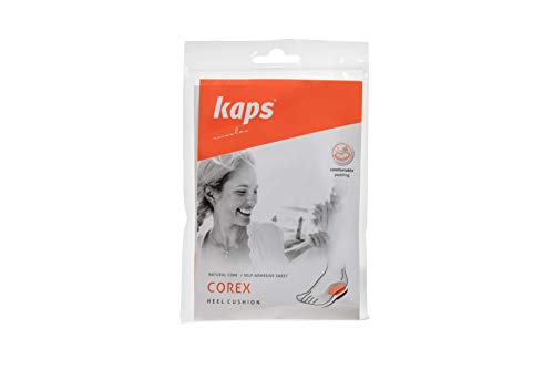 Kaps Soporte Elevación Talón con Corcho Natural con Parte Trasera autoadhesiva, su Sistema de Absorción de Golpes Alivia el Dolor de Talones Espolones, Corex, 1 par (Mujeres/EUR 35-40)