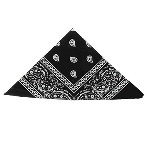 ...KARL LOVEN - Bandana 100% algodón - Paisley Negro - Pañuelo para el cuello, cabeza bufanda para hombre, mujer y niño muñeca Pulsera motociclista Deportiva