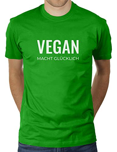 KaterLikoli - Camiseta para hombre, diseño con texto "Vegan Macht Glücklich" Apple Green XL