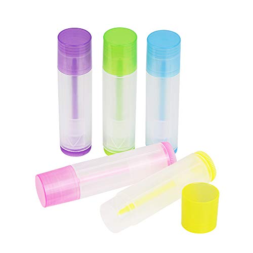 Kbnian 50pcs Envases de Colores para Lapiz Labial con Tapas Transparentes de Rosca, Tubos de Contenedores de Bálsamo Labial, Portátil, Pequeño, 5.5ml, DIY