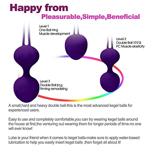 Kegel Ball Kit Masajeador Benwa Ball para mujer Ejercicio del suelo pélvico Kegel Ejercicio Kit de levantamiento de pesas Doctor sugerido para el control de la vejiga (Juego de 3)