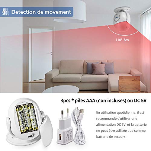 KERUI WP6 Sensor Alarma Casa WiFi Inalámbrico Control por APP, Sistema Alarma Puerta Antirrobo con 125 dB Sirena y Luces, Detector de Movimiento Infrarrojos para Hogar/Tienda/Oficina/Entrada Puerta