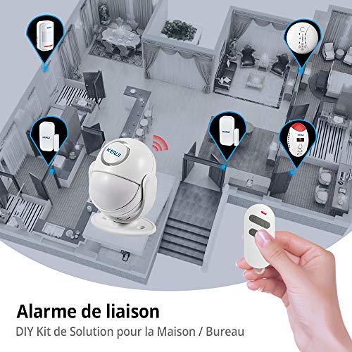 KERUI WP6 Sensor Alarma Casa WiFi Inalámbrico Control por APP, Sistema Alarma Puerta Antirrobo con 125 dB Sirena y Luces, Detector de Movimiento Infrarrojos para Hogar/Tienda/Oficina/Entrada Puerta