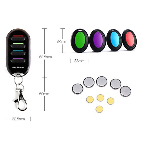 Key Finder - Wireless Localizador de Llaves Buscador Alarma Anti-pérdida Llavero Inteligente - 4 en 1 Set Key Finder (1 Transmisor por Control Remoto y 4 Receptores)