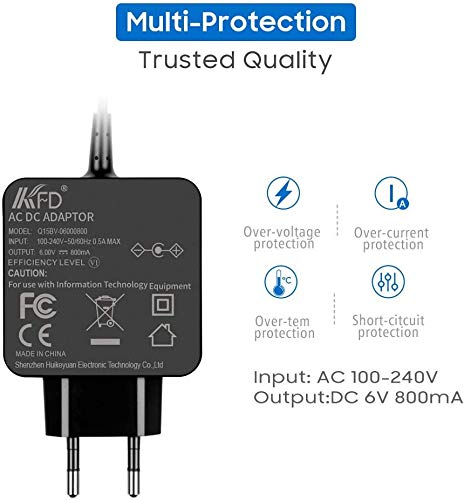 KFD 6V Adaptador Corriente Cargador para Omron M2 BASIC Healthcare X3 Comfort M3 M6 M7 Intelli IT Evolv All-in-One Tensiómetro de Brazo M700 M500 Intelli IT M400 BP742 X4 X7 Smart HEM-7321-D M400 M300