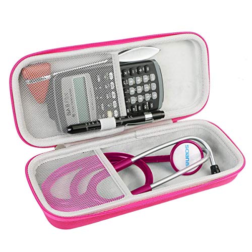 Khanka Duro Viaje Estuche Bolso Funda para estetoscopio 3M Littmann Classic Fonendoscopio（Rosa roja）