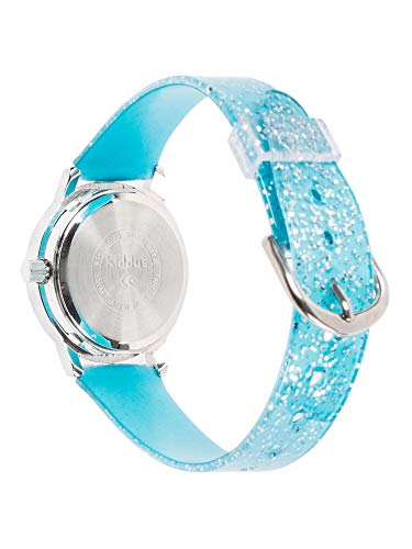 KIDDUS Reloj de Pulsera analógico para niña, Chica. con Ejercicios educativos para Aprender la Hora. Mecanismo de Cuarzo japonés Purpurina, Elegante y a la Moda. FAB10 Delfín