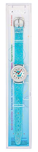 KIDDUS Reloj de Pulsera analógico para niña, Chica. con Ejercicios educativos para Aprender la Hora. Mecanismo de Cuarzo japonés Purpurina, Elegante y a la Moda. FAB10 Delfín