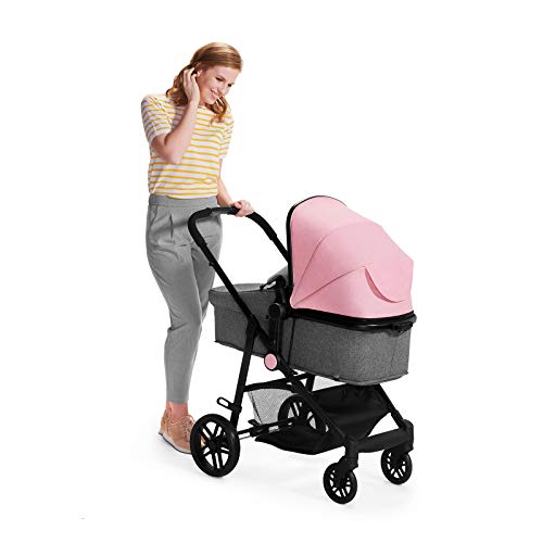 Kinderkraft Carrito Bebé 3 en 1 JULI, Silla de Paseo, Silla Coche, Capazo, Rosa