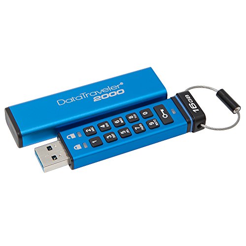 Kingston DataTraveler 2000 DT2000/16GB - Memoria USB 3.0 de 16 GB cifrada con Teclado, Tipo Llave