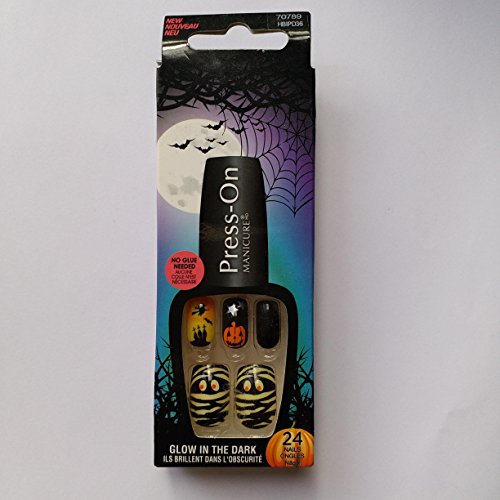 Kiss 70789 Collection Halloween Press On Manicure uñas postizas Glow in the Dark (ILS brillent en la oscuridad), cantidad: 24 uñas, No precisa pegamento N 'est Contractors.