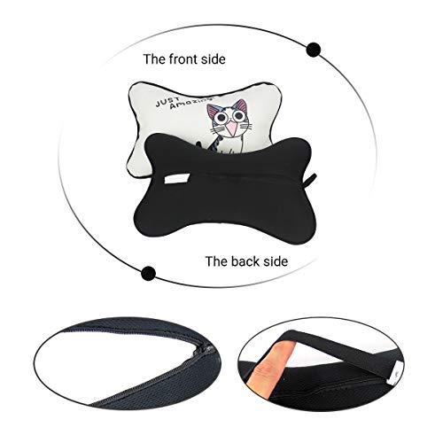 Kit de 2 Cojines Almohadas para Reposacabezas Asiento del Coche Modelo Gatito 27x18cm (912805)