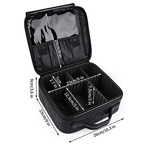 Kit de Maquillaje Neceser Make Up Bolso de Cosméticos Portable Organizador Maletín para Maquillaje Maleta de Makeup Profesional Cuero de la PU(Negro)