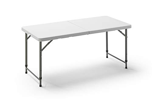 KitGarden Folding 122 - Mesa Plegable, color Blanco, 122x60x52/74 cm