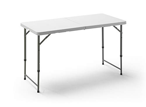 KitGarden Folding 122 - Mesa Plegable, color Blanco, 122x60x52/74 cm