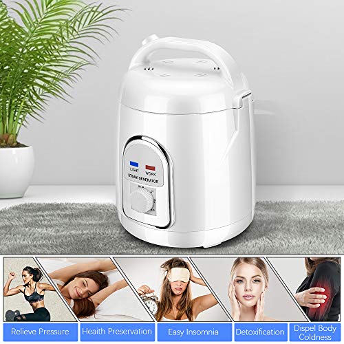 KKTECT Generador de Vapor para Sauna, Sauna de Vapor Portátil 1,5-1,8L, Apta para Tratamiento de iIncienso, 850W Sauna Steamer con Temporizador, Traje para Ducha Home SPA