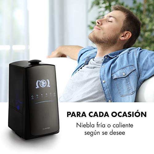 Klarstein VapoAir Opal Touch Edition Humidificador de Aire - Pulverizador, Ionizador, Vaporizador de Aire, Difusor de Aroma, 300 ml/h, Depósito 5 lts, Temporizador, Táctil, Control remoto, Gris